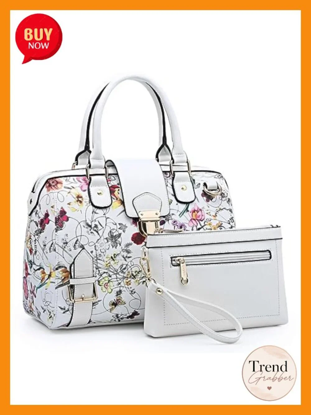 Vegan Leather Floral Satchel Purse Work Tote Top Handle Handbag